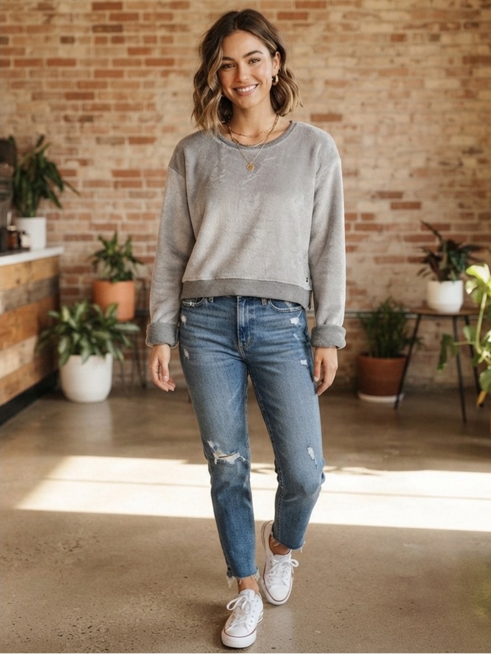 Maaji Gray Velour Sweatshirt